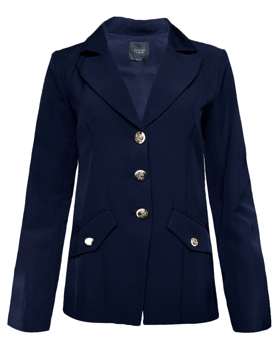 Gold Button Cuff Blazer - Blackbird Boutique