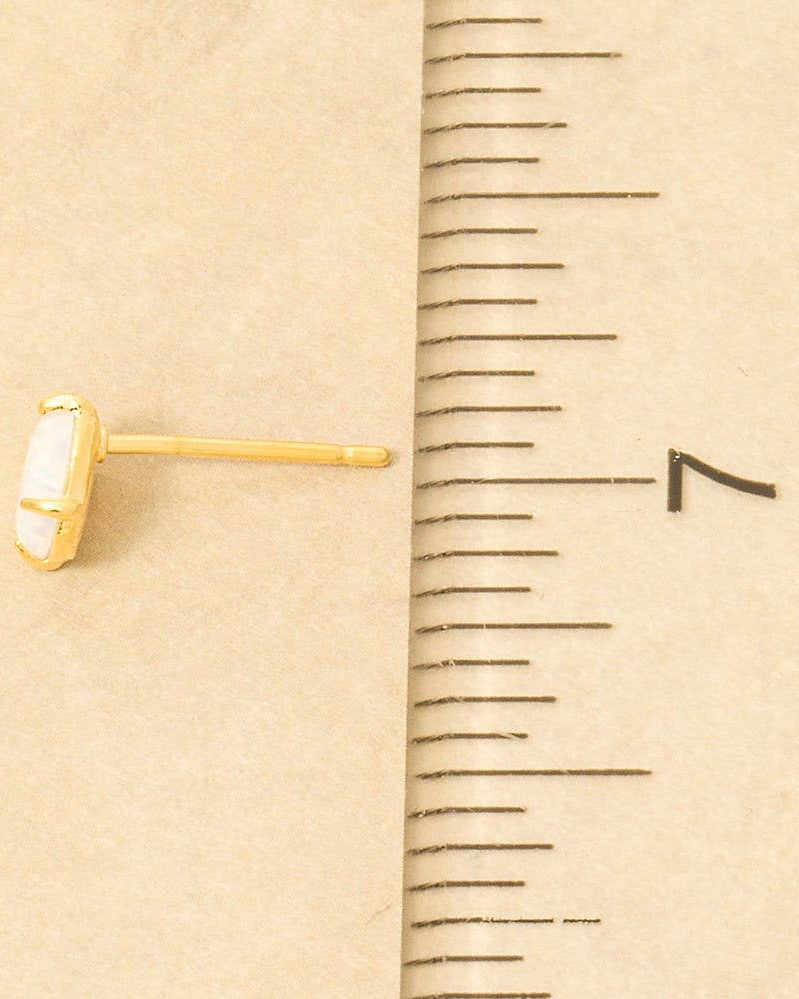 Gold Dipped Opal Stone Stud Earrings - Blackbird Boutique