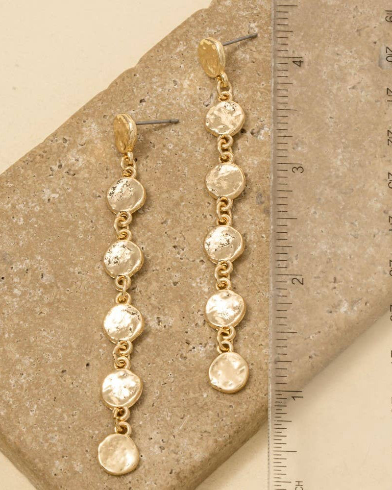 Hammered Discs Chain Dangle Earrings - Blackbird Boutique