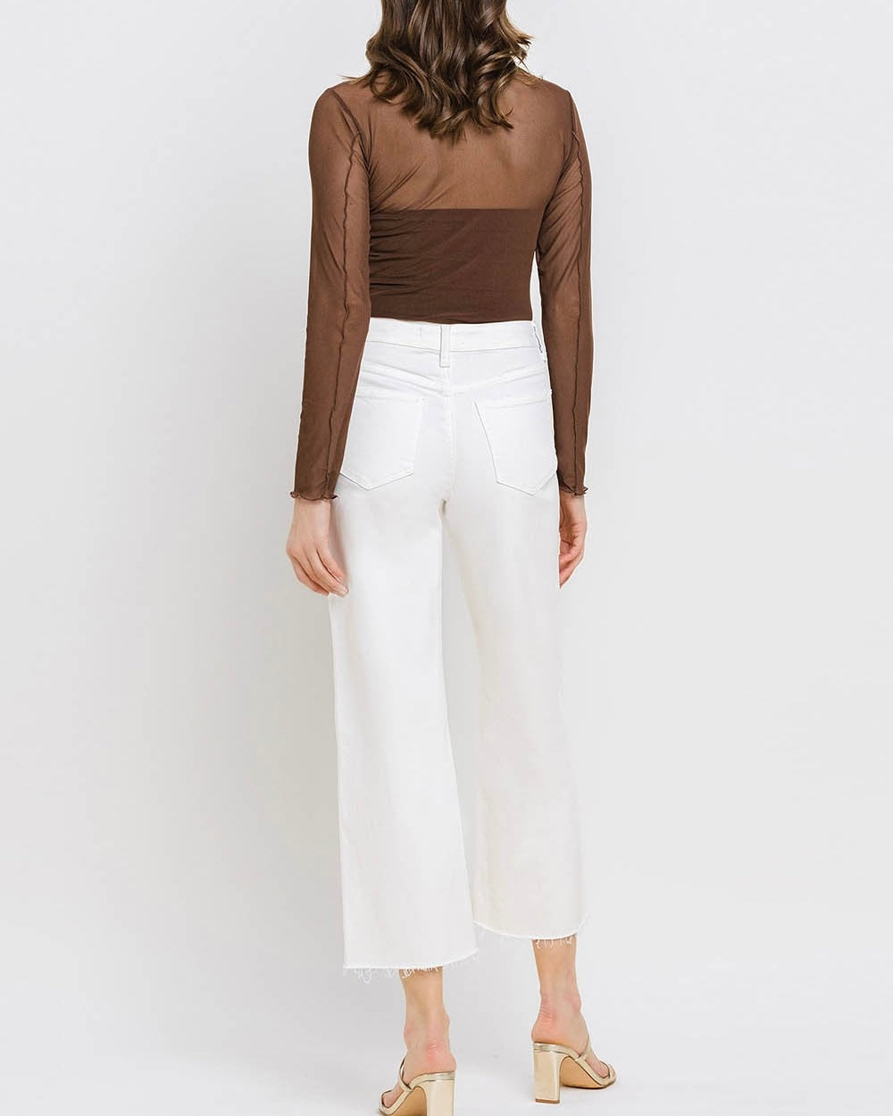 High Rise Crop Wide Leg Denim in White - Blackbird Boutique