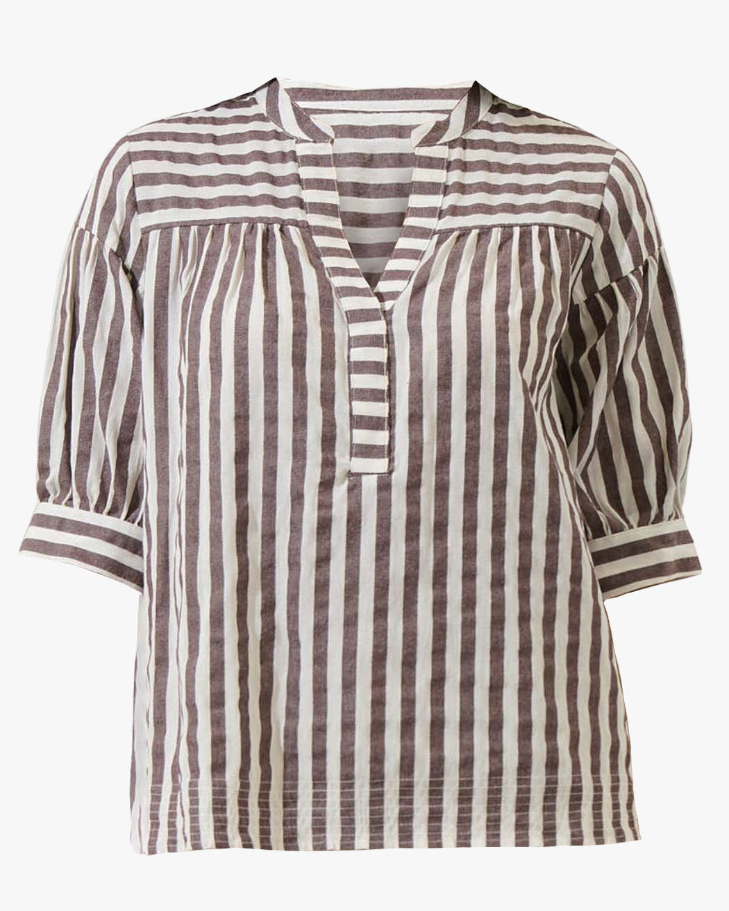 Catana Striped Split Neck Top