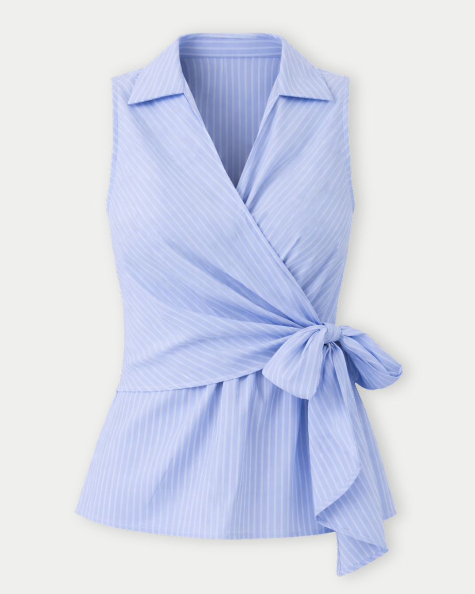 Gretchen Sleeveless Surplice Tie Top - Blackbird Boutique