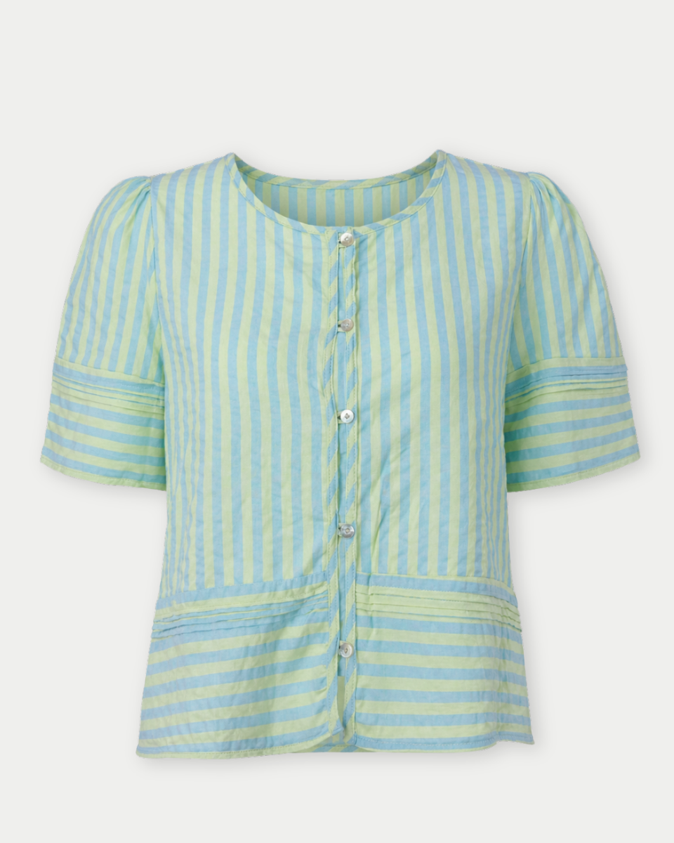 STRIPED BUTTON UP TOP - Blackbird Boutique