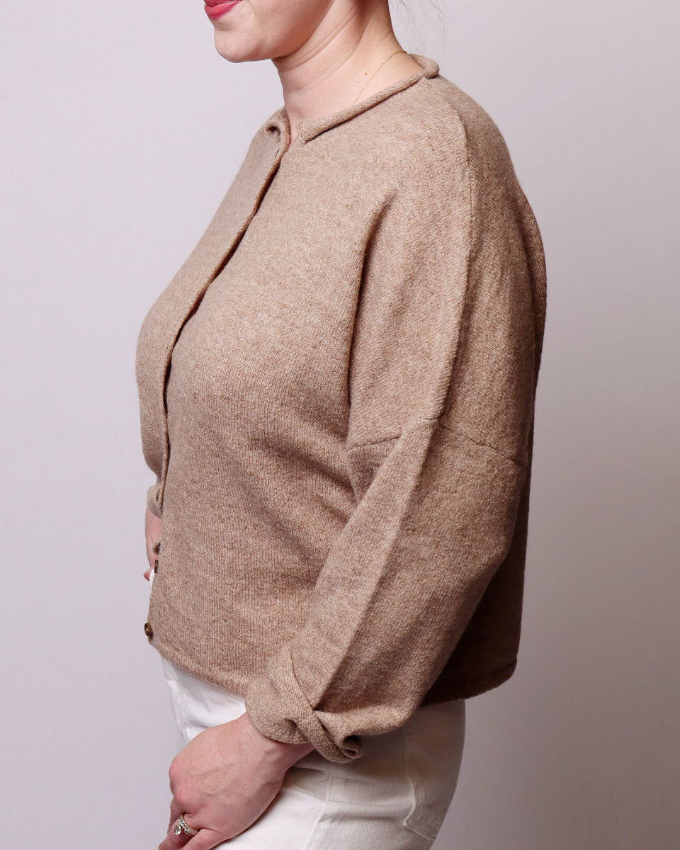 Jill Lightweight Button Down Knit Cardigan in Light Mocha