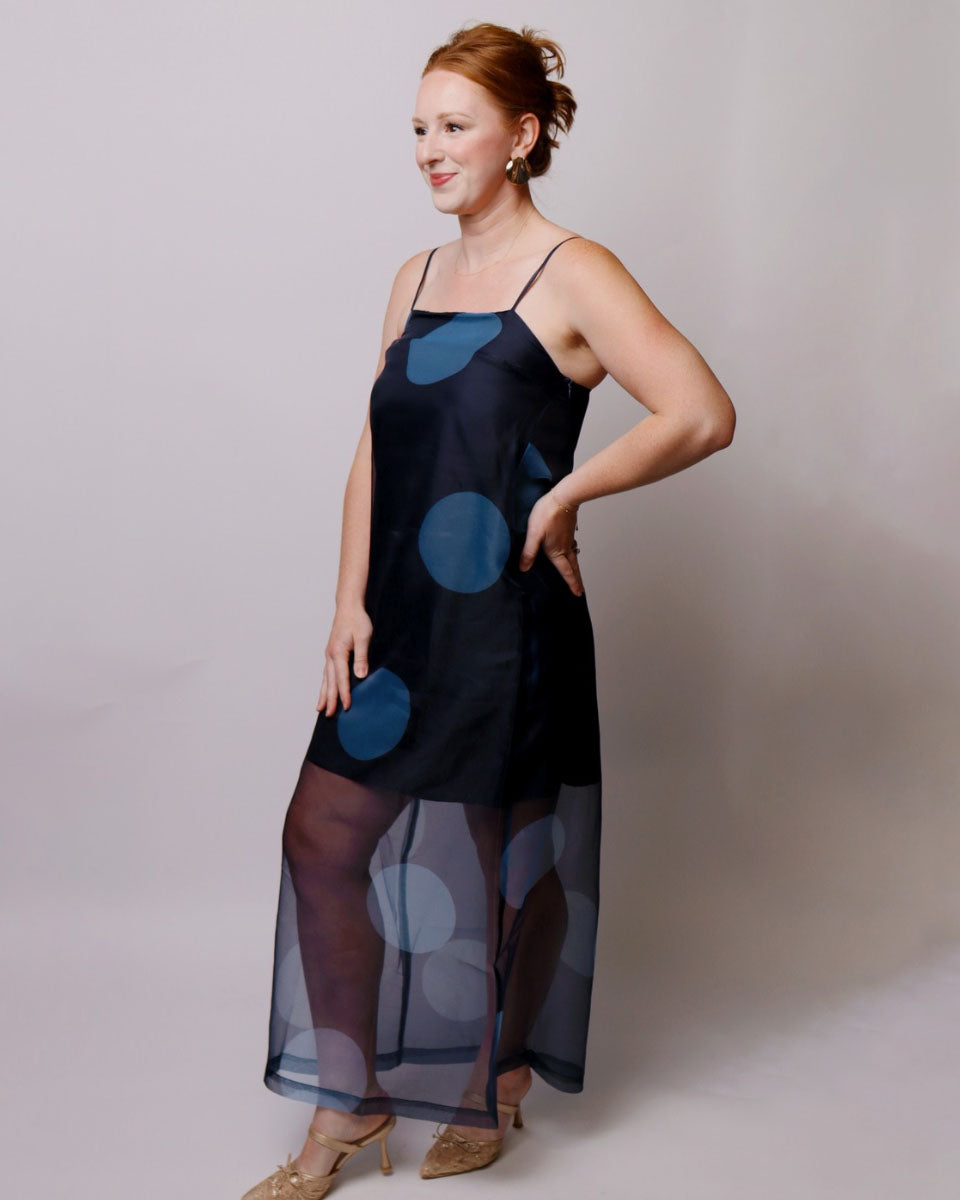 Kennedy Polka Dot Sheer Overlay Maxi Dress