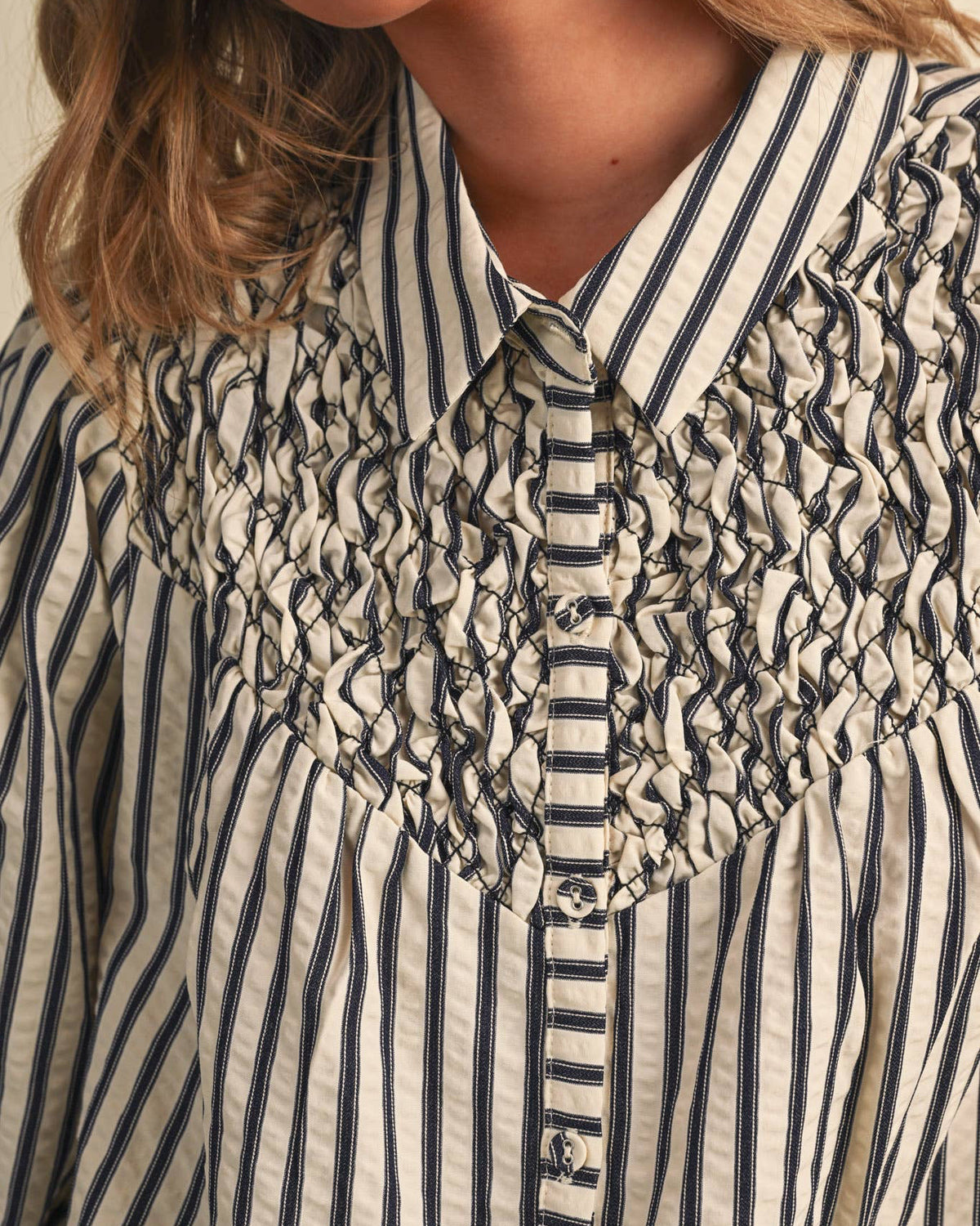 Lenora Striped Button Up Top - Blackbird Boutique