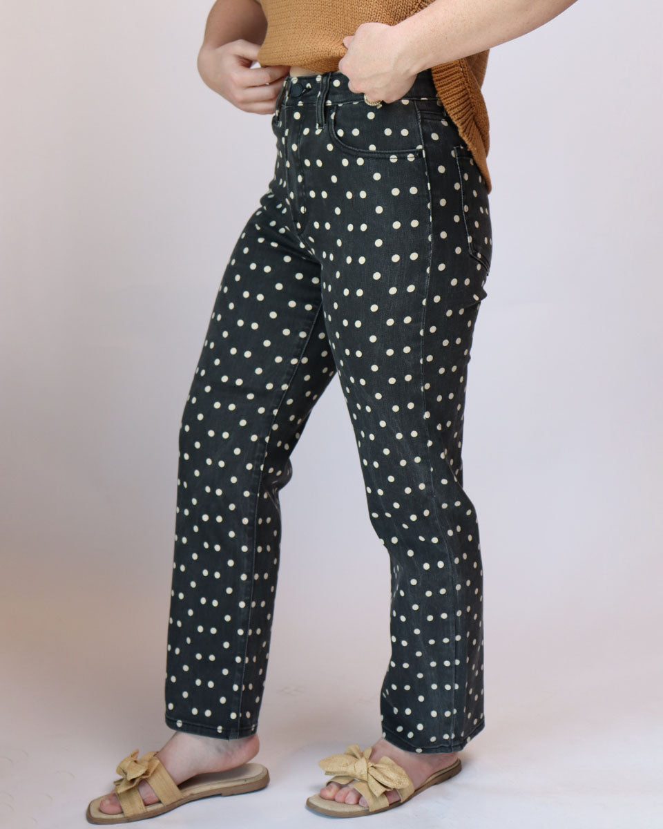 Polka Dot Vintage Straight Leg Jeans