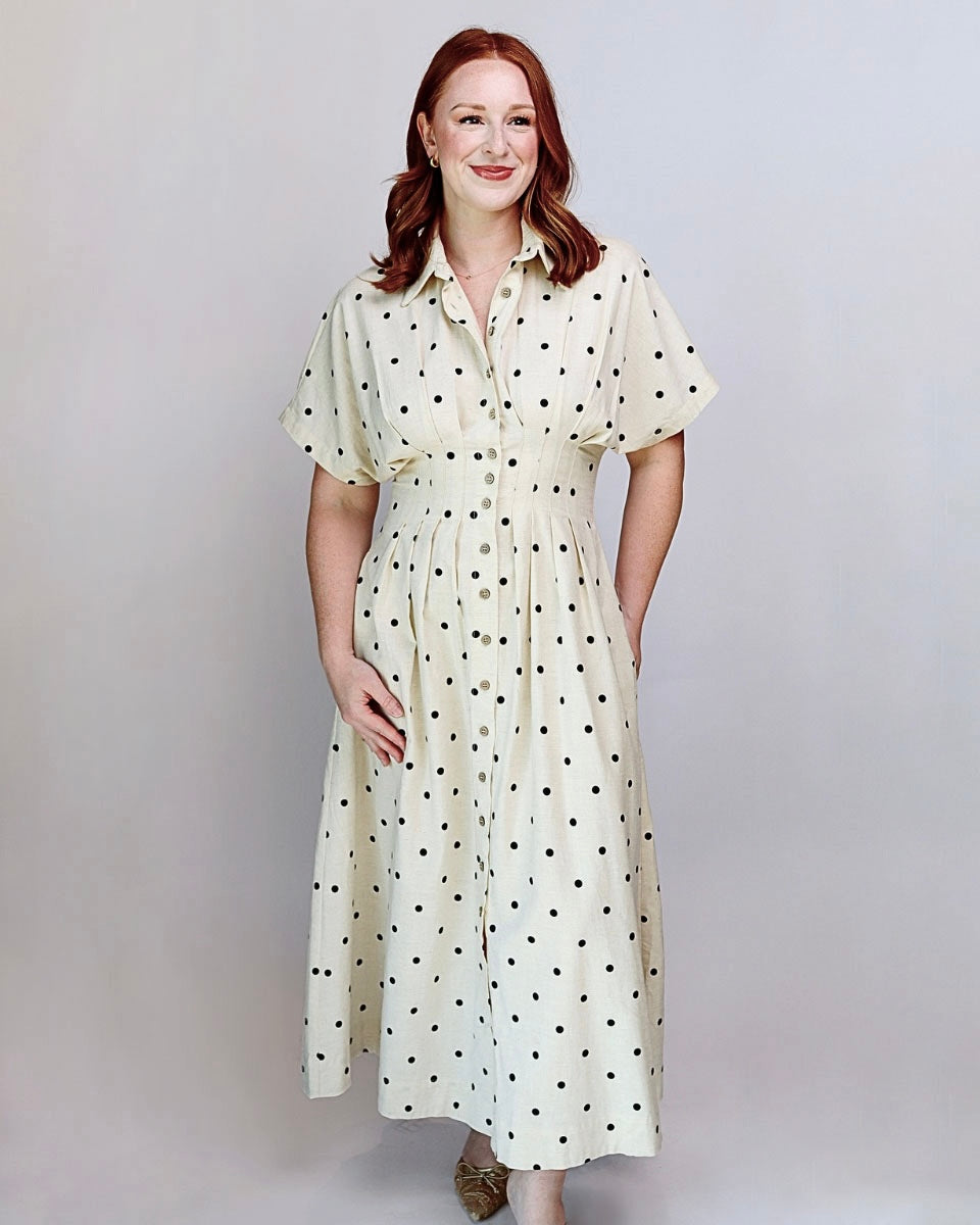 Ruthie Polka Dot Button Front Dress