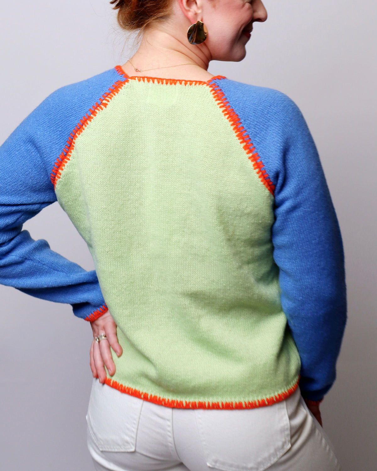 Sandra Contrast Stitch Raglan Knit Cardigan