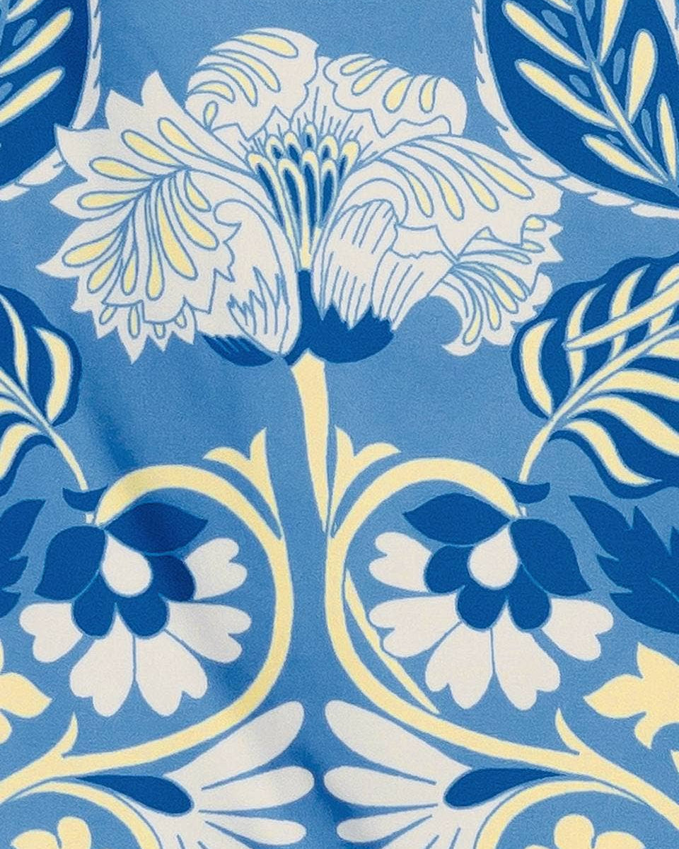Blue Floral Mini Dress - Close Up View - Blackbird Boutique