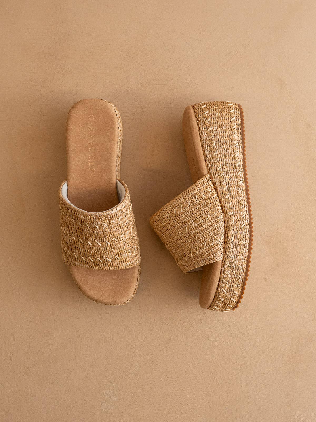 The Taniya | Toffee Raffia Platform Slide - Blackbird Boutique