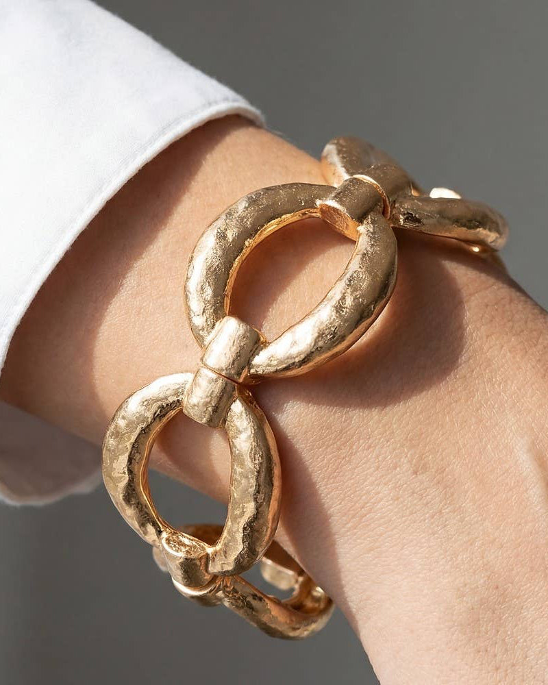 Hammered Metallic Ovals Elastic Bracelet - Blackbird Boutique
