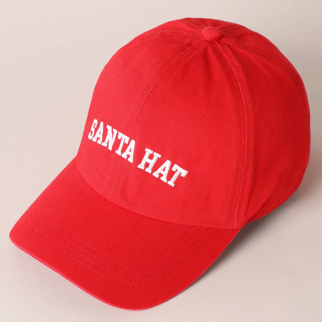 Santa Hat Text Embroidery Baseball Cap - Blackbird Boutique