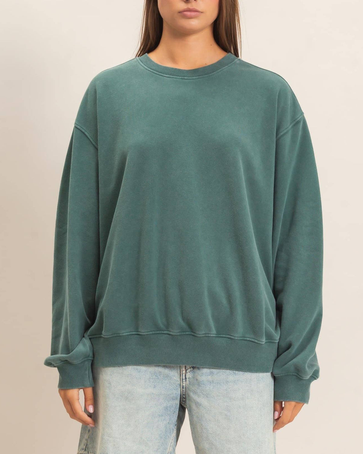 Casual Cutie Mineral Wash Crew Neck Sweatshirt