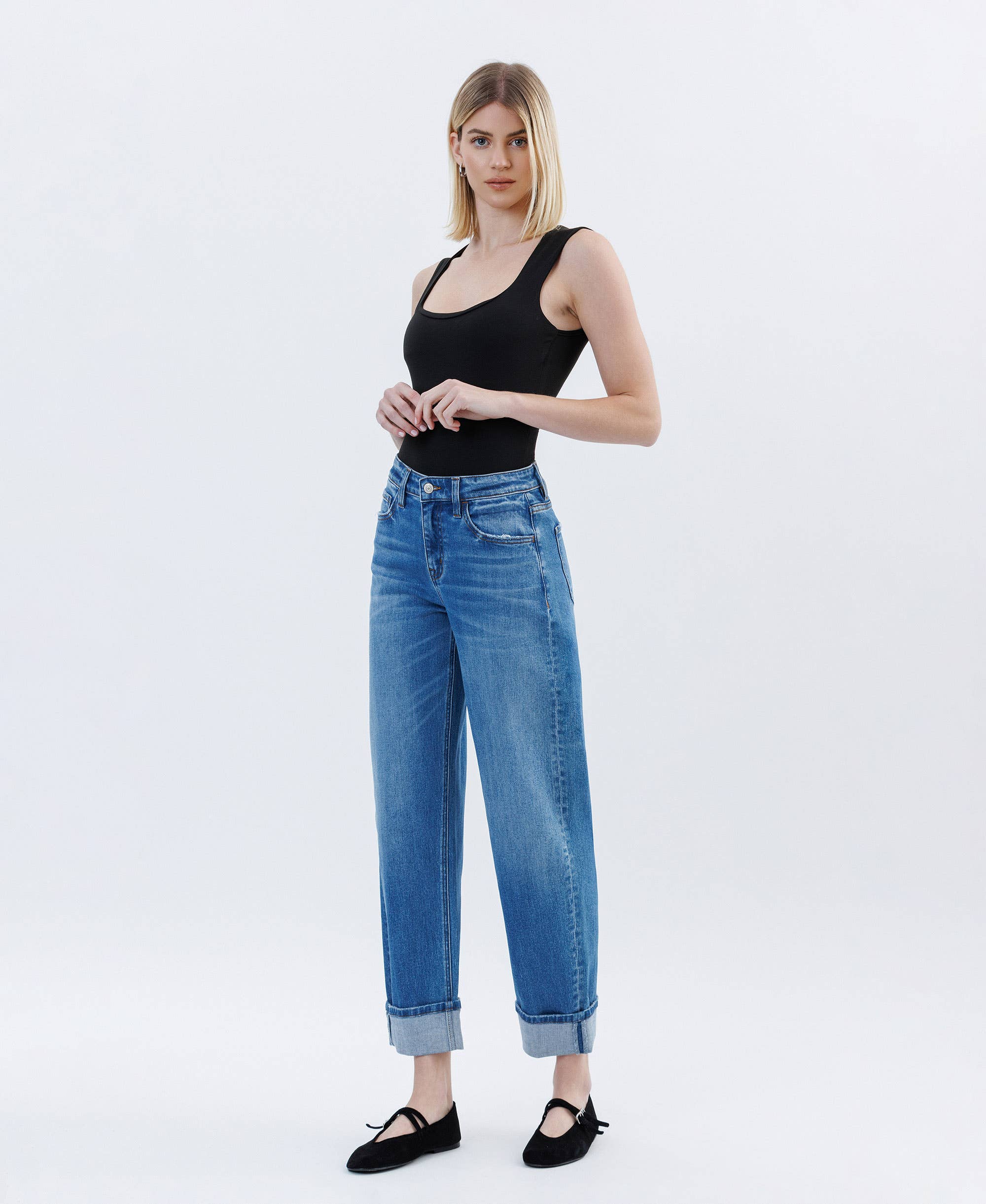 VERVET Kate Lullaby High Rise Barrel Cuffed Jeans