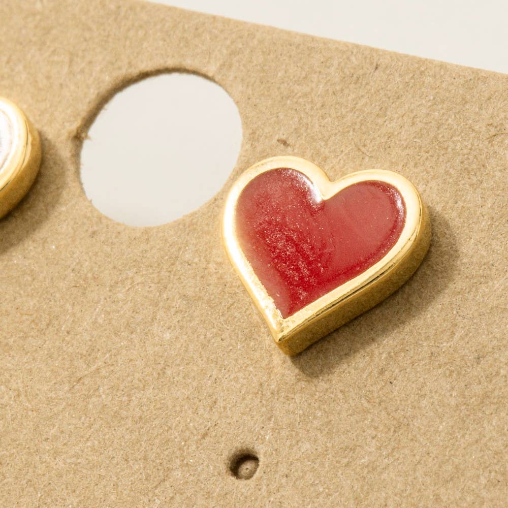 Enamel Mini Heart Stud Earrings - Blackbird Boutique