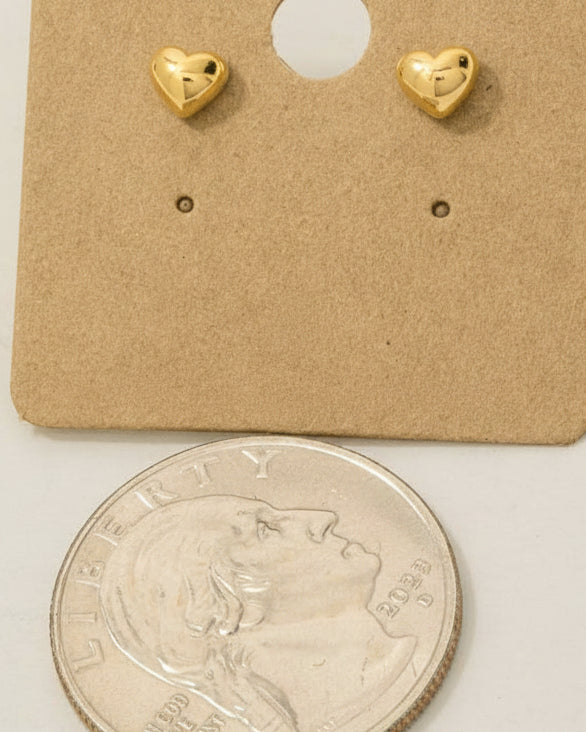 Gold Dipped Mini Heart Stud Earrings - Blackbird Boutique