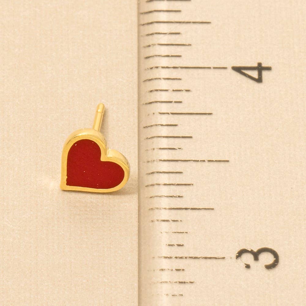 Enamel Mini Heart Stud Earrings - Blackbird Boutique
