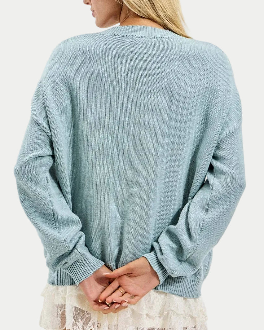 BUNNY DESIGN SWEATER back view- Blackbird Boutique