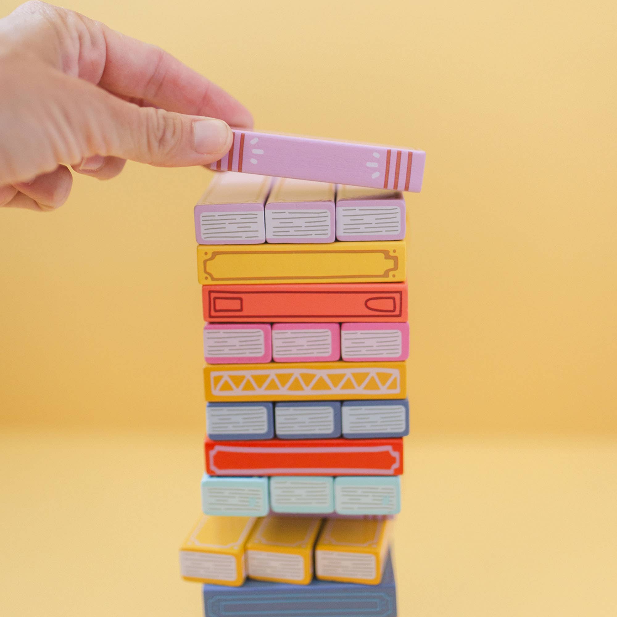 Tumbling Book Stack - Wooden Block Stacking & Balance Game - Blackbird Boutique