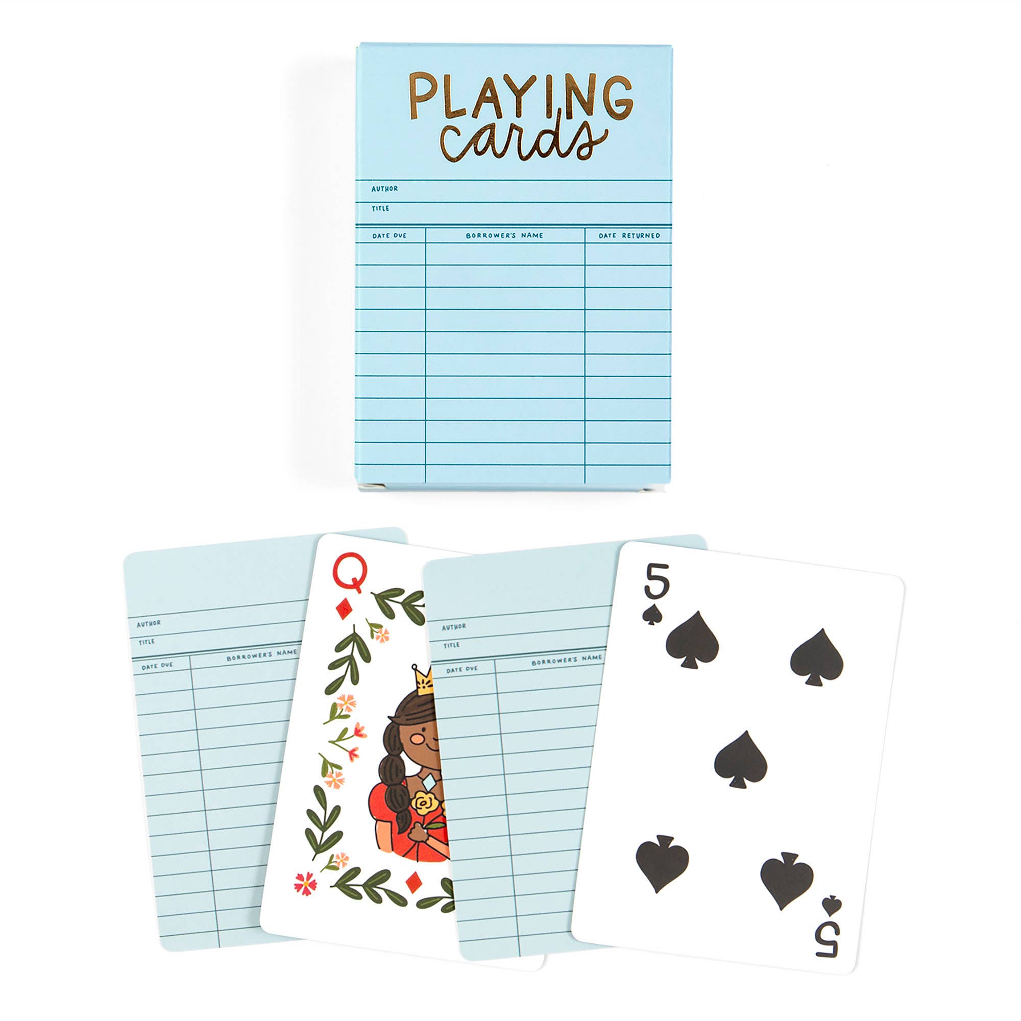 Sky Blue Library Card Deck Of Playing Cards