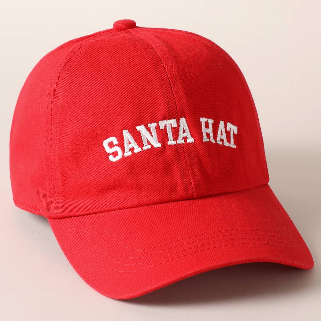 Santa Hat Text Embroidery Baseball Cap - Blackbird Boutique