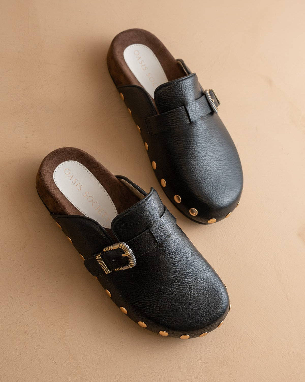 The Toni | Black Studded Buckle Clog - Blackbird Boutique