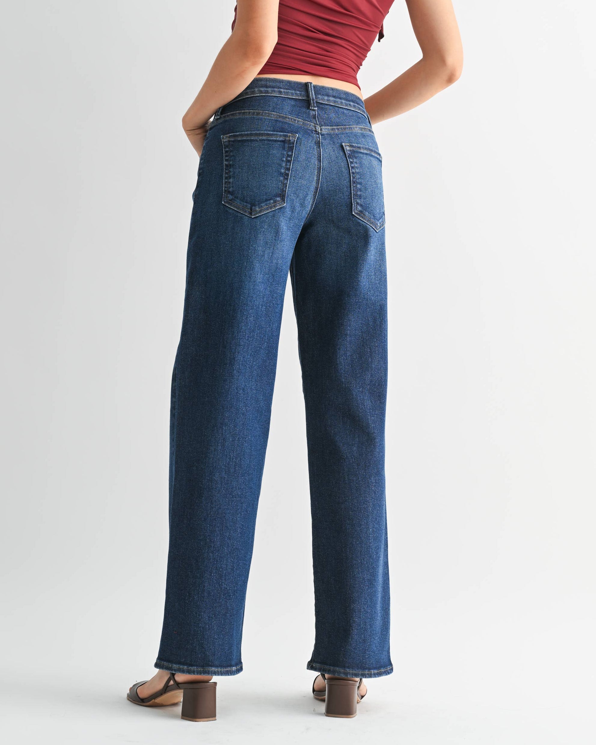 JUST BLACK DENIM | Dark Wash Loose Straight Jeans - Blackbird Boutique