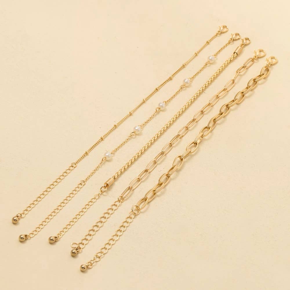 Mixed Metallic Chains Bracelet Set - Blackbird Boutique
