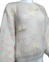 Cozy Sweater with Ribbon Bow Detail in Pink - Blackbird Boutique