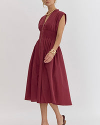 Sleeveless Midi Dress In Merlot