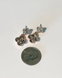 Rhinestone Double Clover Dangle Earrings - Blackbird Boutique