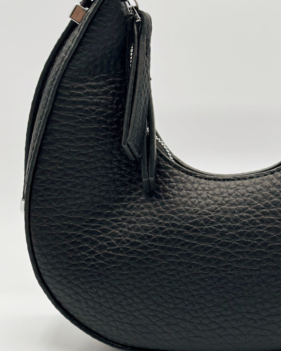 Small Leather Shoulder Bag in Black - Blackbird Boutique