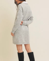 Mixed Media Soft Sweater Shirt Mini Dress