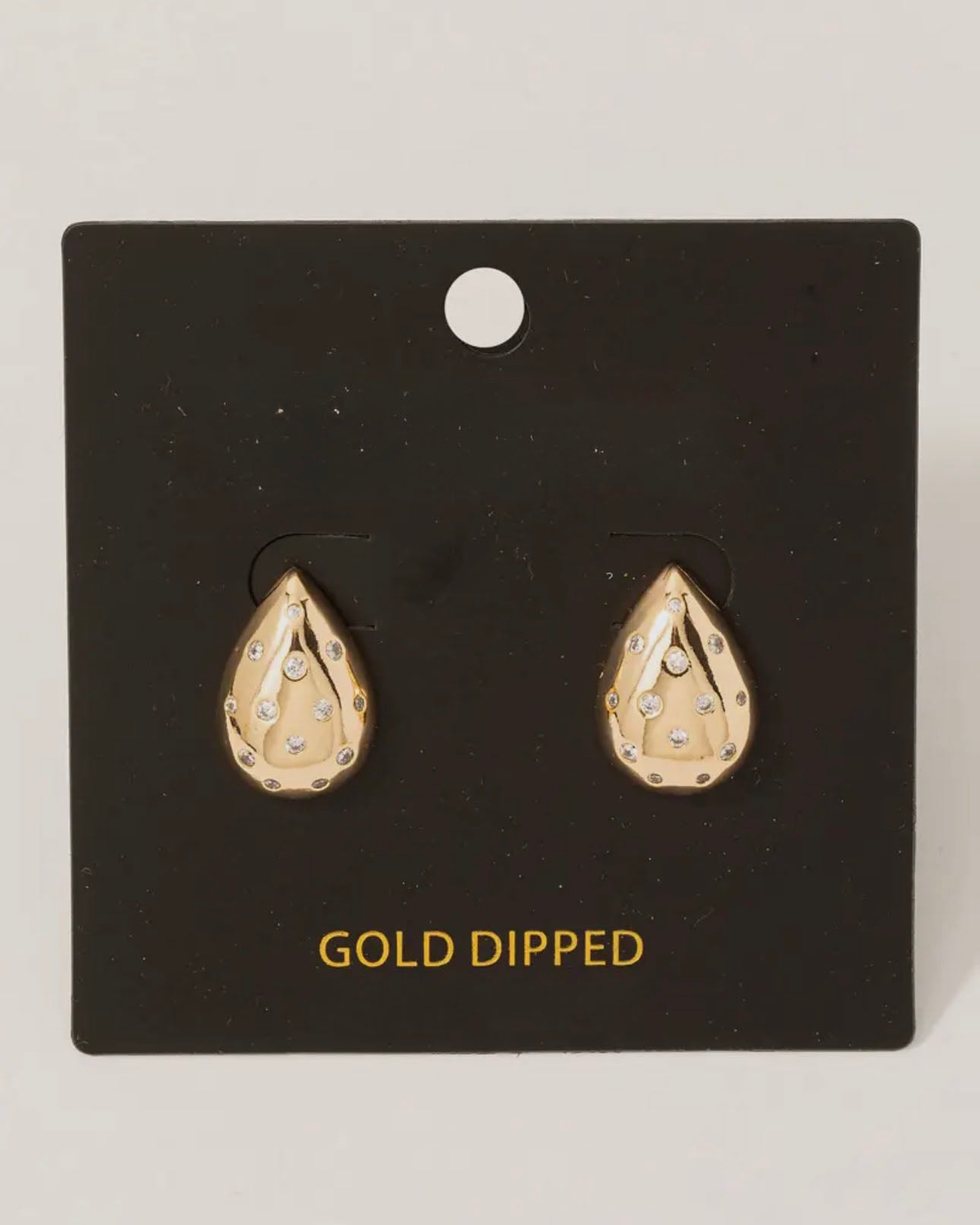 Gold Dipped Rhinestone Studded Teardrop Earrings - Blackbird Boutique