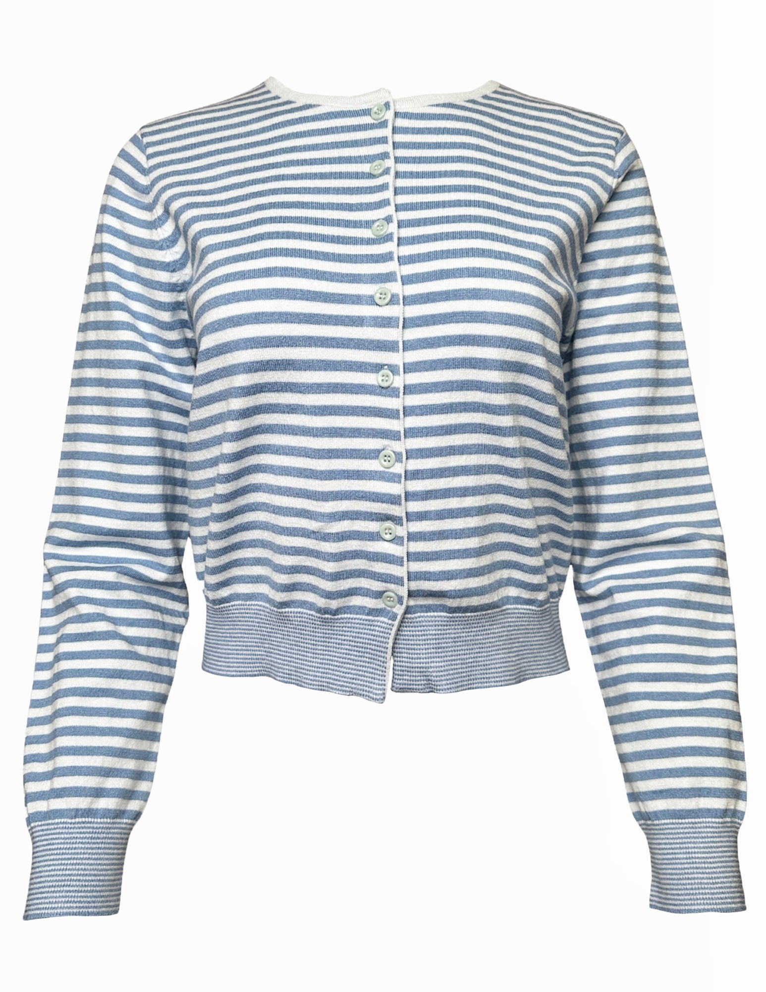 Crew Neckline Knit Striped Cardigan