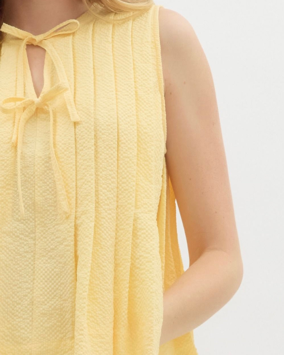 Solid Pleated Pullover Top in Lemon - Blackbird Boutique