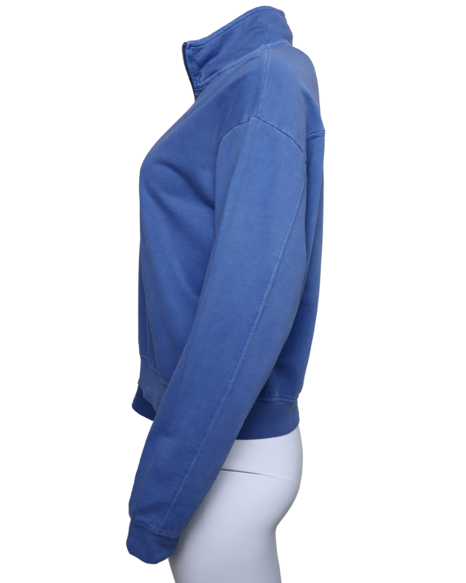 Gray Blue Half Zip Sweatshirt - Blackbird Boutique
