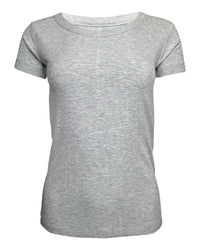 Ribbed Round Neck Short Sleeve T-Shirt in Heather Grey