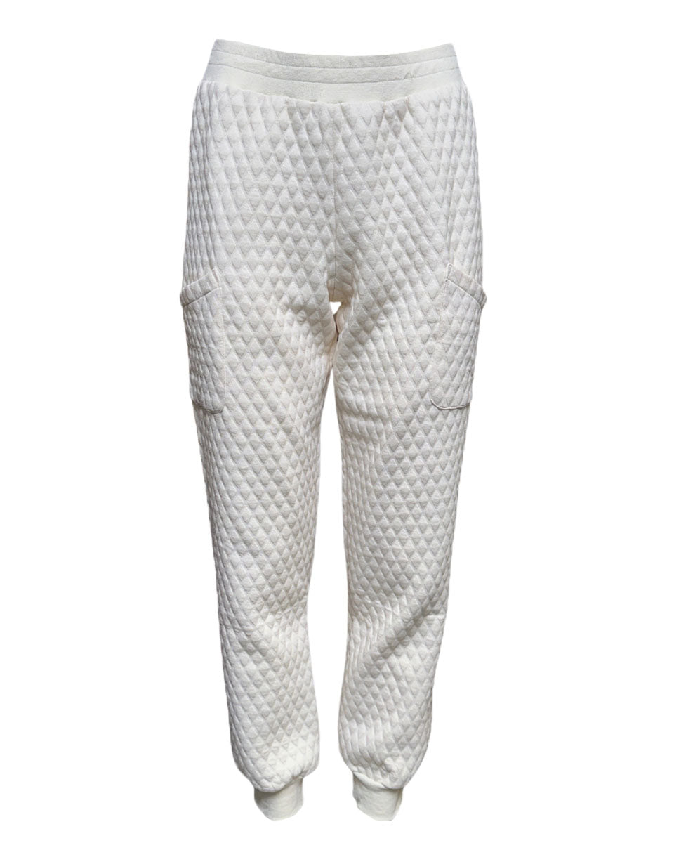 Diamond Shaped Jacquard Jogger Pants in Cream - Blackbird Boutique