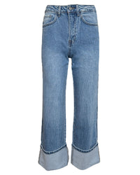 SUPER HIGH RISE CUFFED BAGGY STRAIGHT JEANS