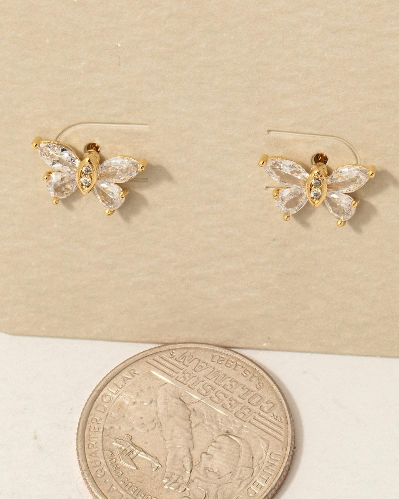 CZ Butterfly Stud Earrings - Blackbird Boutique