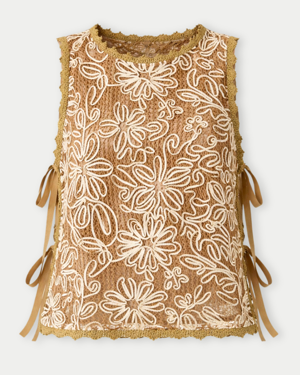 Allie Wildflower Stitch Embroidered Tie-Side Tank Top - Blackbird Boutique