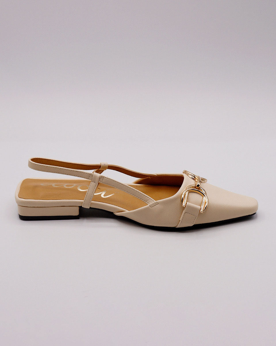 Janet Slingback Flats in Off-White - Blackbird Boutique