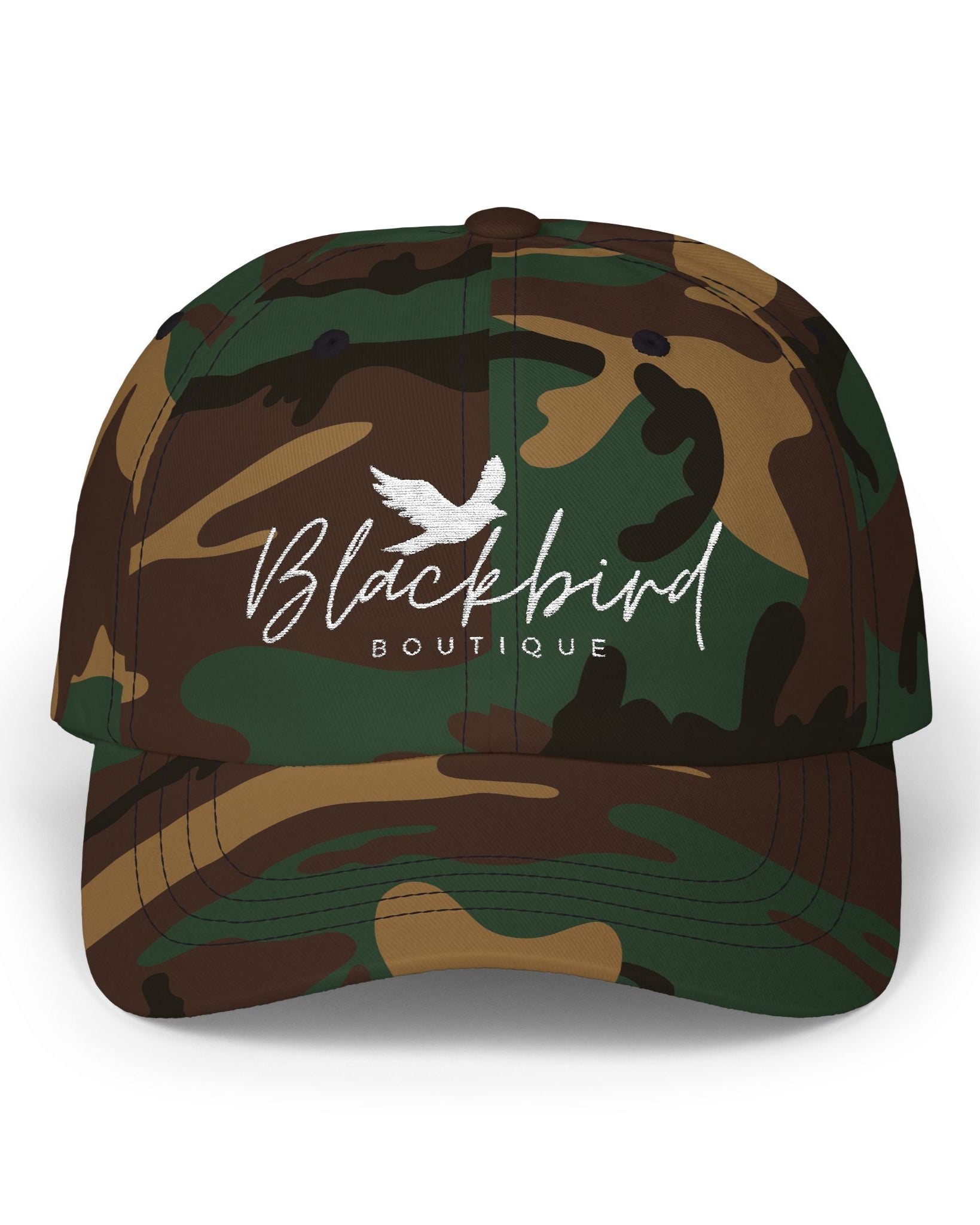 Embroidered Blackbird Logo Camo Cap - Blackbird Boutique