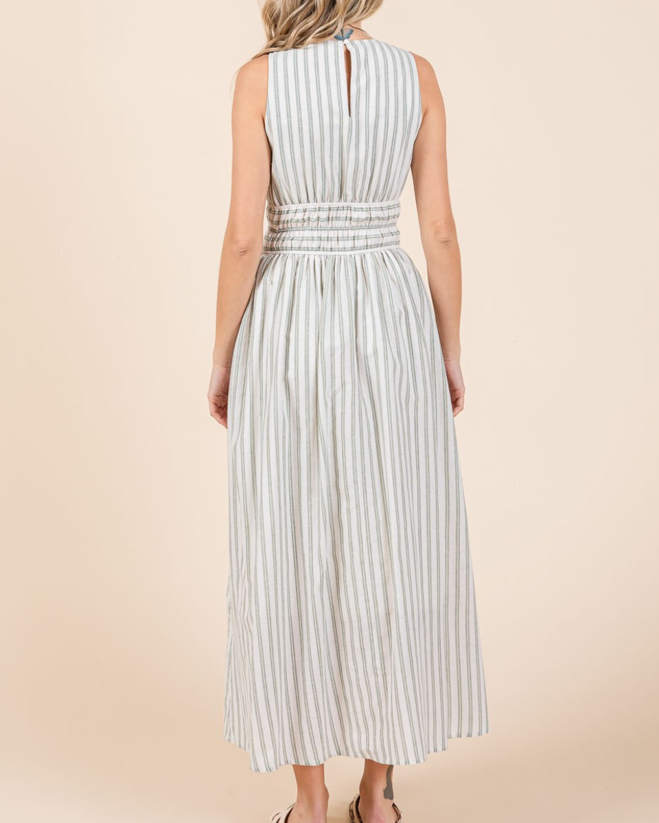 Striped Linen Blend Maxi Dress - Blackbird Boutique