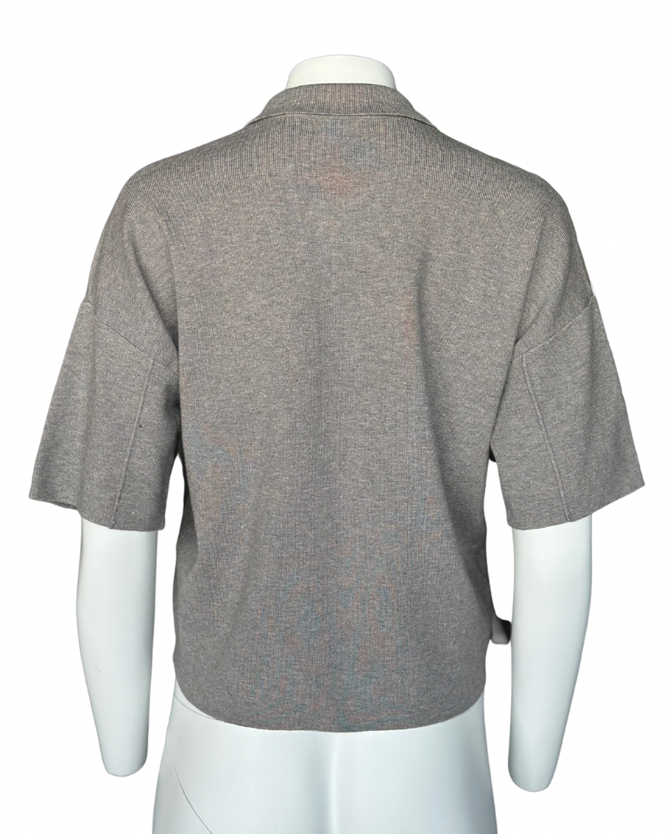 Grey Collared Knit Top - Blackbird Boutique