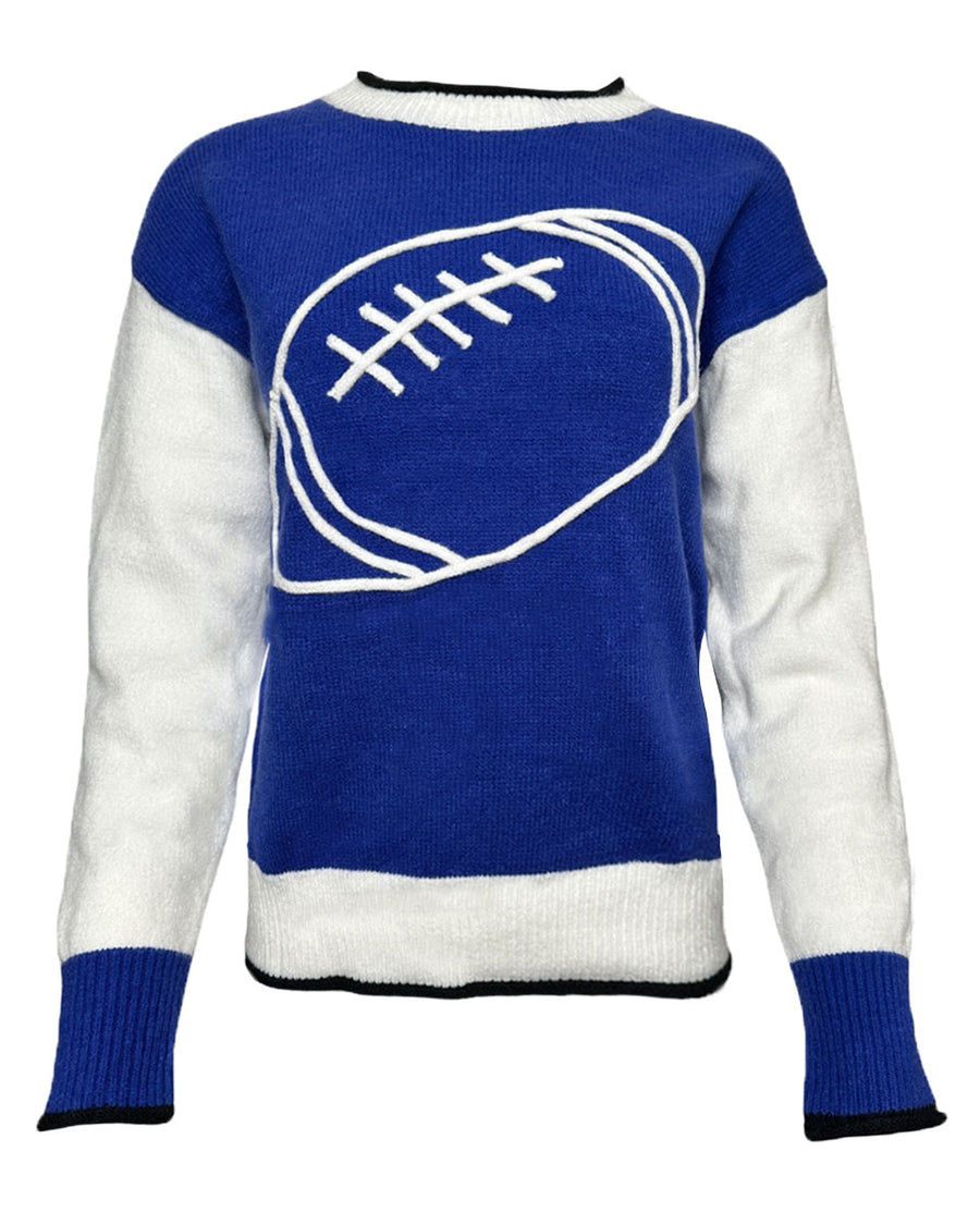 FOOTBALL COLORBLOCK KNIT SWEATER - ROYAL BLUE