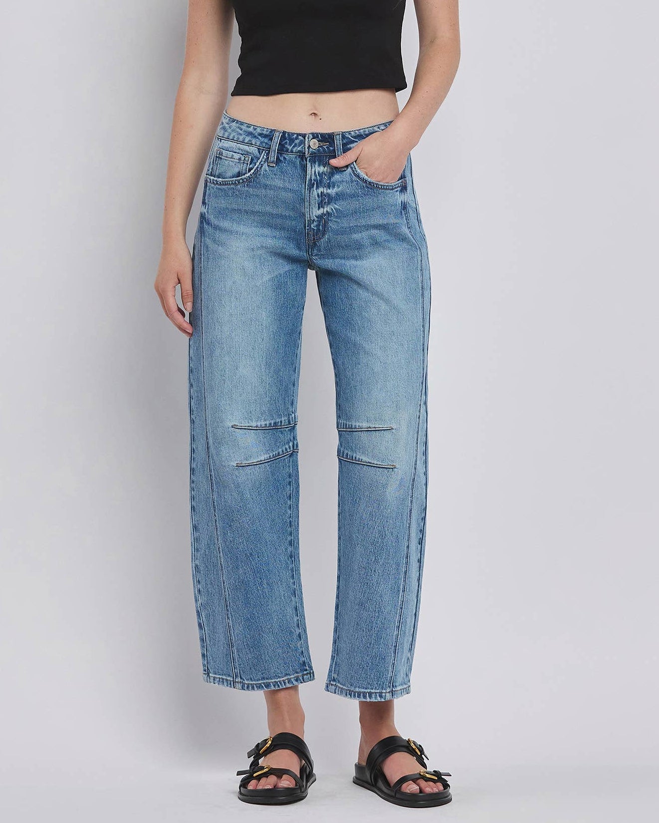 Vervet-Kate High Rise Dart Barrel Leg Jean - Blackbird Boutique