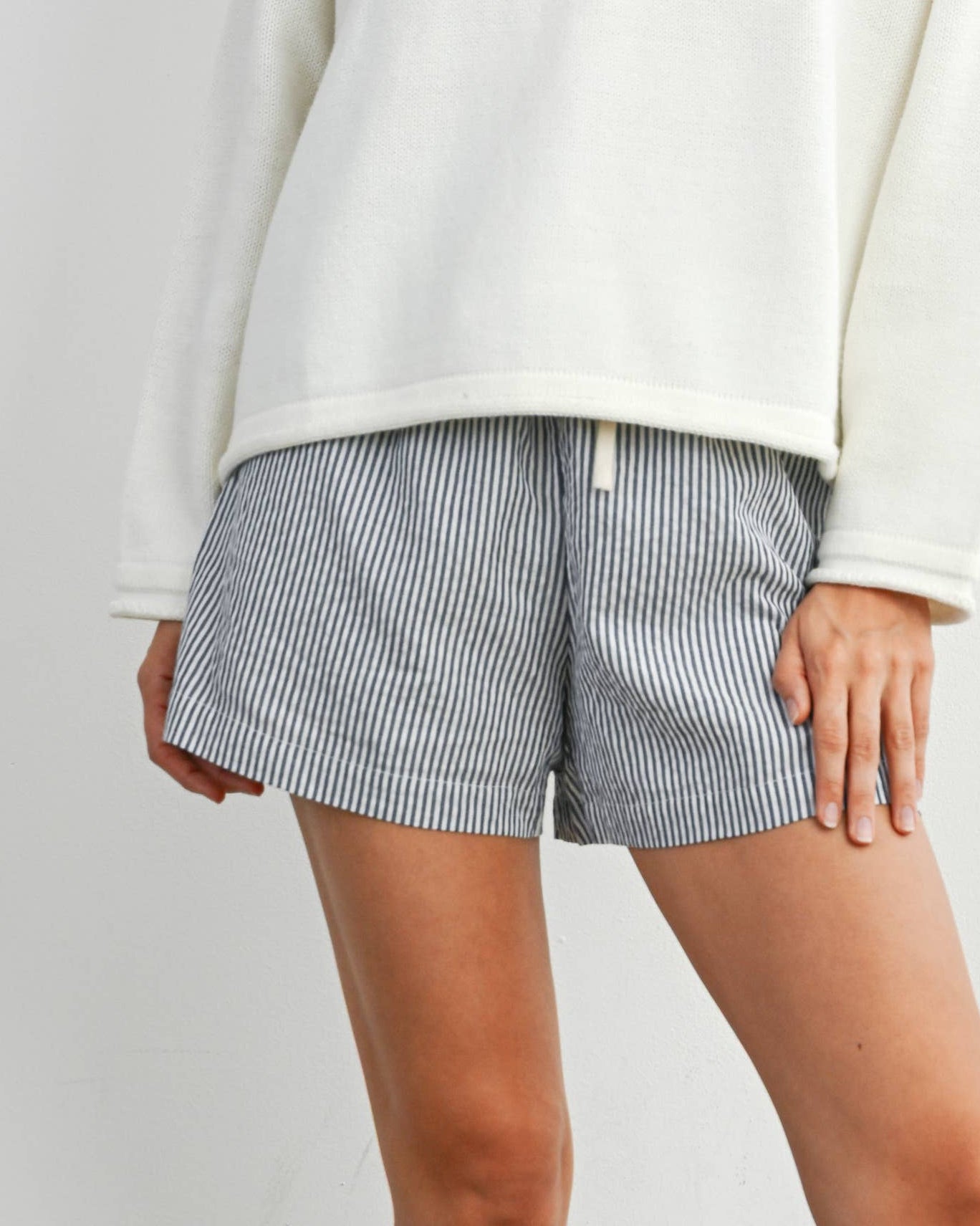 Casual Striped Drawstring Shorts - BMP7940 - Blackbird Boutique